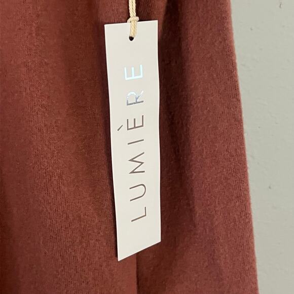 NWT Lumiere Women’s Large Mauve Scoop Neck Long Sleeve Knit Top Soft Pullover - Picture 4 of 5